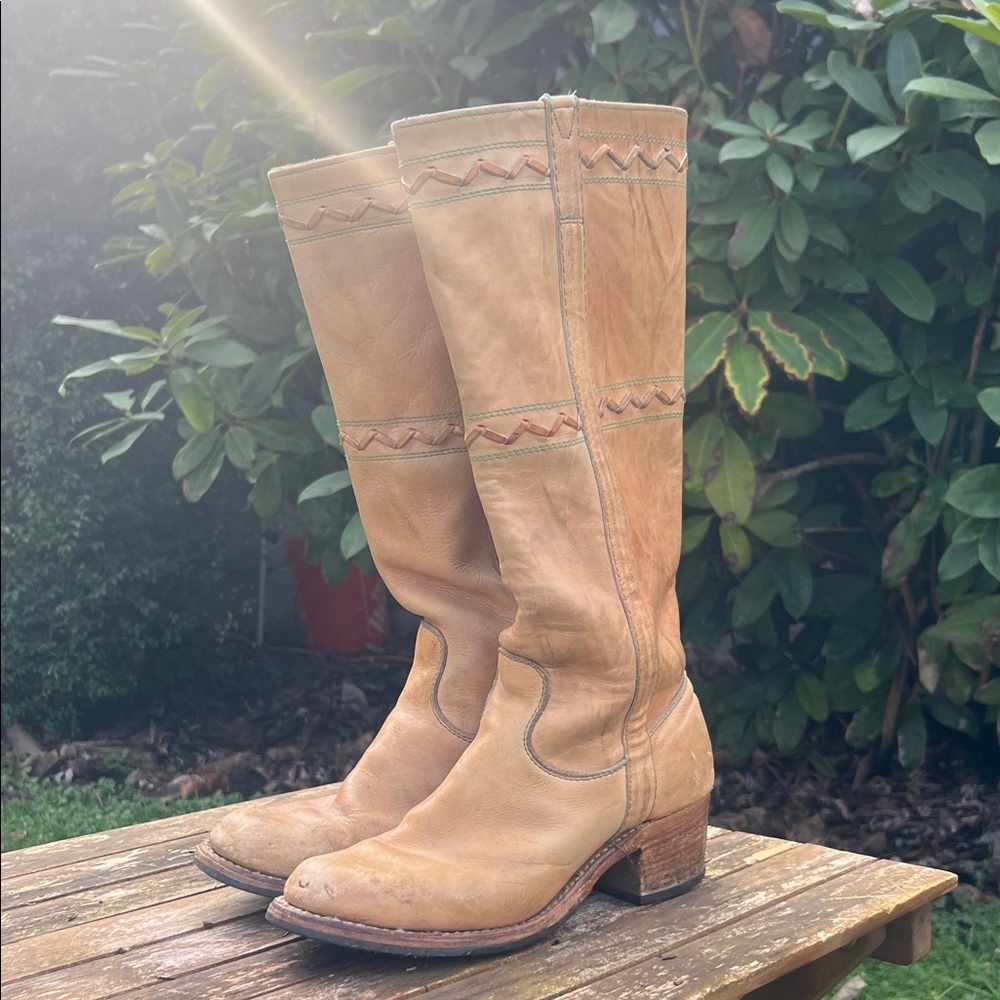 Tan Leather Knee-High Boots